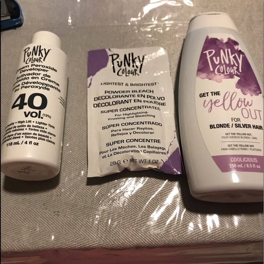 Bleach kit, color, blue conditioner